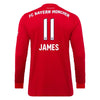 Image of James Rodríguez Bayern Munich 2019/20 Home Replica Long Sleeve Player Jersey – Red 2019