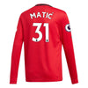 Image of Nemanja Matic Manchester United Youth 2019/20 Home Replica Long Sleeve Player Jersey – Red 2019