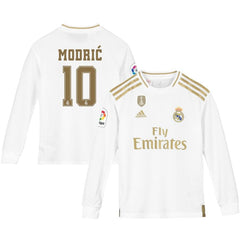 Luka Modric Real Madrid Youth 2019/20 Home Replica Long Sleeve Player Jersey – White 2019