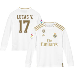 Lucas Vázquez Real Madrid Youth 2019/20 Home Replica Long Sleeve Player Jersey – White 2019