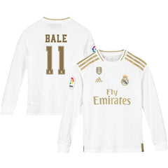 Gareth Bale Real Madrid Youth 2019/20 Home Replica Long Sleeve Player Jersey – White 2019