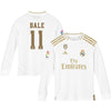 Image of Gareth Bale Real Madrid Youth 2019/20 Home Replica Long Sleeve Player Jersey – White 2019