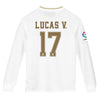 Image of Lucas Vázquez Real Madrid Youth 2019/20 Home Replica Long Sleeve Player Jersey – White 2019