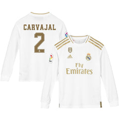 Daniel Carvajal Real Madrid Youth 2019/20 Home Replica Long Sleeve Player Jersey – White 2019