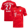 Image of David Alaba Bayern Munich Youth 2019/20 Home Replica Player Jersey – Red 2019