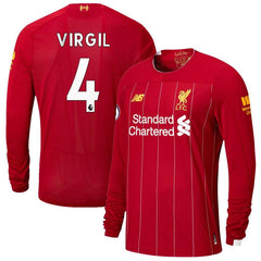 Virgil Van Dijk Liverpool New Balance Youth 2019/20 Home Replica Player Long Sleeve Jersey – Red 2019