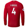 Image of Virgil Van Dijk Liverpool New Balance 2019/20 Home Replica Player Long Sleeve Jersey – Red 2019