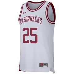 #25 Arkansas Razorbacks Retro Performance College Basketball Jersey – White 2019