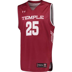 #25 Temple Owls Under Armour Replica Basketball Performance Jersey - Garnet 2019