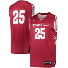 #25 Temple Owls Under Armour Replica Performance Basketball Jersey – Garnet 2019