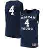 Image of #4 BYU Cougars College Basketball Replica Jersey – Navy 2019