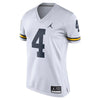 Image of #4 Michigan Wolverines Jordan Brand Women's Game Replica Football Jersey - White 2019