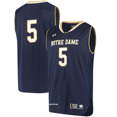 #5 Notre Dame Fighting Irish Under Armour Replica Basketball Jersey – Navy 2019