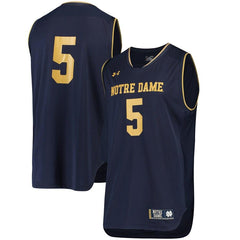 #5 Notre Dame Fighting Irish Under Armour Replica Performance Basketball Jersey – Navy 2019