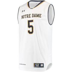 #5 Notre Dame Fighting Irish Under Armour Replica Performance Basketball Jersey – White 2019