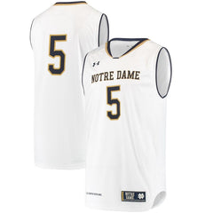 #5 Notre Dame Fighting Irish Under Armour Replica Performance Basketball Jersey – White 2019