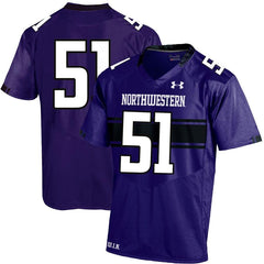 #51 Northwestern Wildcats Under Armour NCAA Replica Football Jersey - Purple 2019