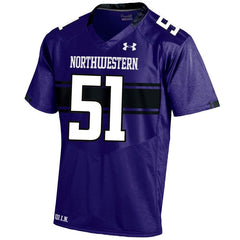 #51 Northwestern Wildcats Under Armour NCAA Replica Football Jersey - Purple 2019