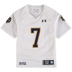 #7 Notre Dame Fighting Irish Under Armour Youth Performance Replica Football Jersey – White 2019