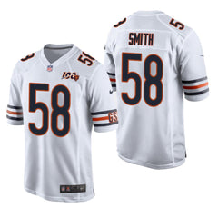 Men Chicago Bears #58 Roquan Smith 100th Season Game Jersey - White