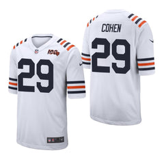 Men's Chicago Bears #29 Tarik Cohen 100th Season Classic Throwback Jersey - White