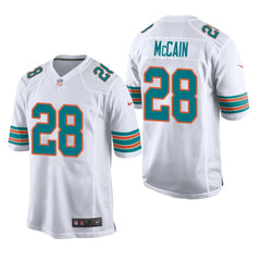 Men's Miami Dolphins #28 Bobby McCain Throwback Game Jersey - White