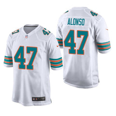 Men's Miami Dolphins #47 Kiko Alonso Throwback Game Jersey - White