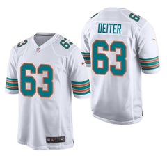 Men's Miami Dolphins #63 Michael Deiter Throwback Game Jersey - White