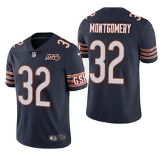 Men's Chicago Bears #32 David Montgomery 100th Season Limited Jersey - Navy