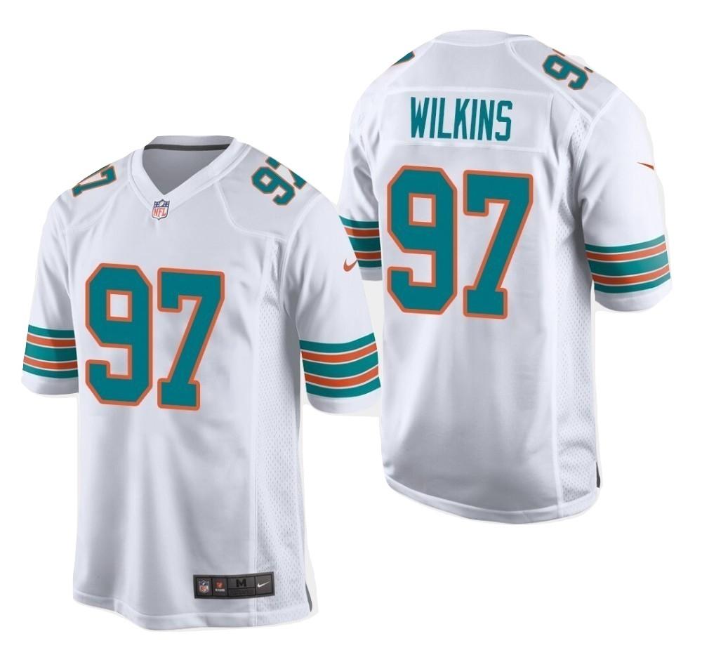 Nike Miami Dolphins No97 Christian Wilkins White Men's Stitched NFL 100th Season Vapor Limited Jersey