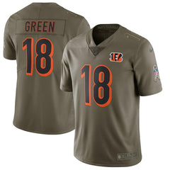 A.J. Green Cincinnati Bengals Salute To Service Limited Jersey - Olive 2019