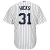 Image of Aaron Hicks New York Yankees Majestic Home Cool Base Replica Player Jersey - White 2019