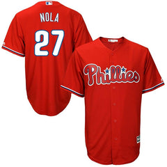 Aaron Nola Philadelphia Phillies Majestic Official Cool Base Player Jersey - Scarlet 2019