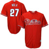 Image of Aaron Nola Philadelphia Phillies Majestic Official Cool Base Player Jersey - Scarlet 2019