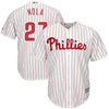 Image of Aaron Nola Philadelphia Phillies Majestic Official Cool Base Player Jersey - White 2019