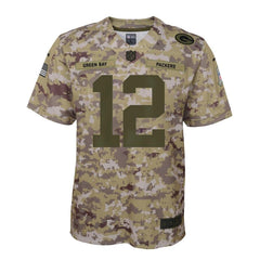 Aaron Rodgers Green Bay Packers Youth Salute to Service Game Jersey - Camo 2019