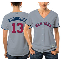 Alex Rodriguez New York Yankees Majestic Women's Fashion Stars &amp; Stripes Cool Base Player Jersey - Gray 2019