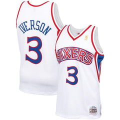 Allen Iverson Philadelphia 76ers Mitchell &amp; Ness 1996-97 Hardwood Classics Swingman Jersey – White 2019