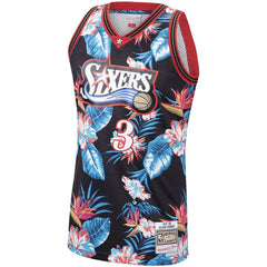 Allen Iverson Philadelphia 76ers Mitchell & Ness Floral Fashion 1997-98 Hardwood Classics Swingman Jersey – Black 2019