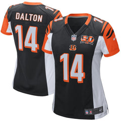 Andy Dalton Cincinnati Bengals Women's 50th Anniversary Patch Game Jersey - Black 2019