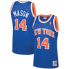 Image of Anthony Mason New York Knicks Mitchell &amp; Ness 1991-92 Hardwood Classics Swingman Jersey – Blue 2019