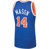 Image of Anthony Mason New York Knicks Mitchell &amp; Ness 1991-92 Hardwood Classics Swingman Jersey – Blue 2019