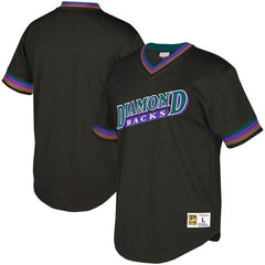 Arizona Diamondbacks Mitchell &amp; Ness Youth Cooperstown Collection Mesh Wordmark V-Neck Jersey – Black 2019