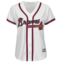 Atlanta Braves Majestic Women's Home 2019 Cool Base Custom Jersey – White 2019