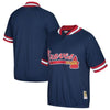 Image of Atlanta Braves Mitchell &amp; Ness Cooperstown Collection Mesh Batting Practice Quarter-Zip Jersey - Navy 2019