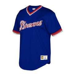 Atlanta Braves Mitchell & Ness Cooperstown Collection Mesh Wordmark V-Neck Jersey – Royal 2019