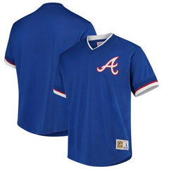 Atlanta Braves Mitchell &amp; Ness Mesh V-Neck Jersey – Royal 2019