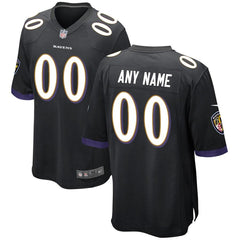 Baltimore Ravens Alternate Replica Custom Game Jersey - Black 2019