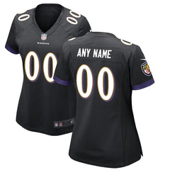 Baltimore Ravens Women's Custom Game Jersey - Black 2019