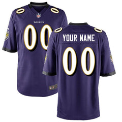 Baltimore Ravens Youth Custom Game Jersey - Purple 2019